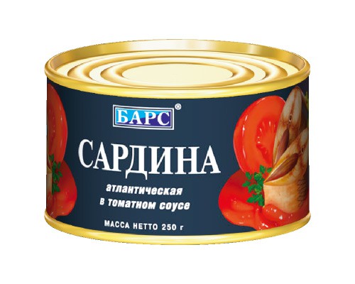 Сардина в томатном соусе «Барс», 250 гр.