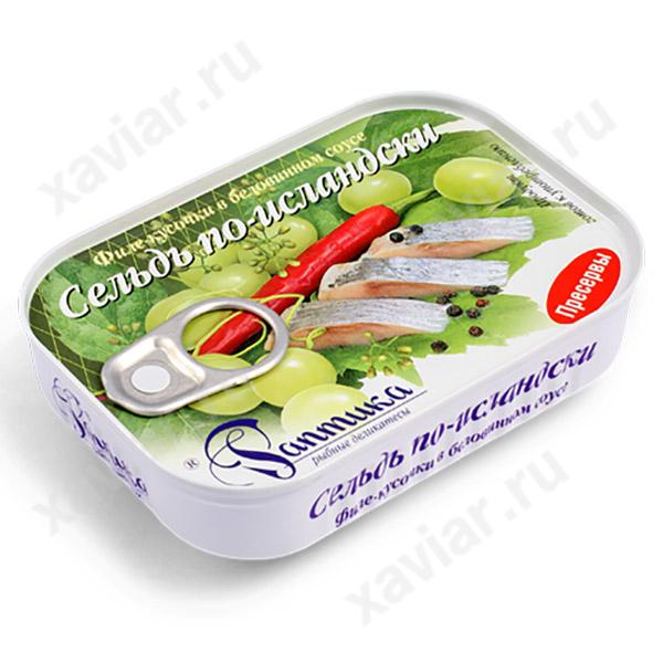 Сельдь филе-кусочки в беловинном соусе по-исландски «Раптика», 115 гр.