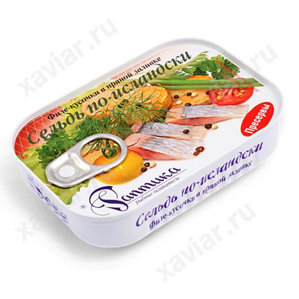 Сельдь филе-кусочки в пряной заливке по-исландски «Раптика», 115 гр.