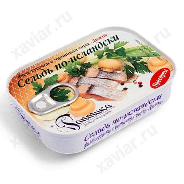 Сельдь филе-кусочки в горчичном соусе Дижон по-исландски «Раптика», 115 гр.